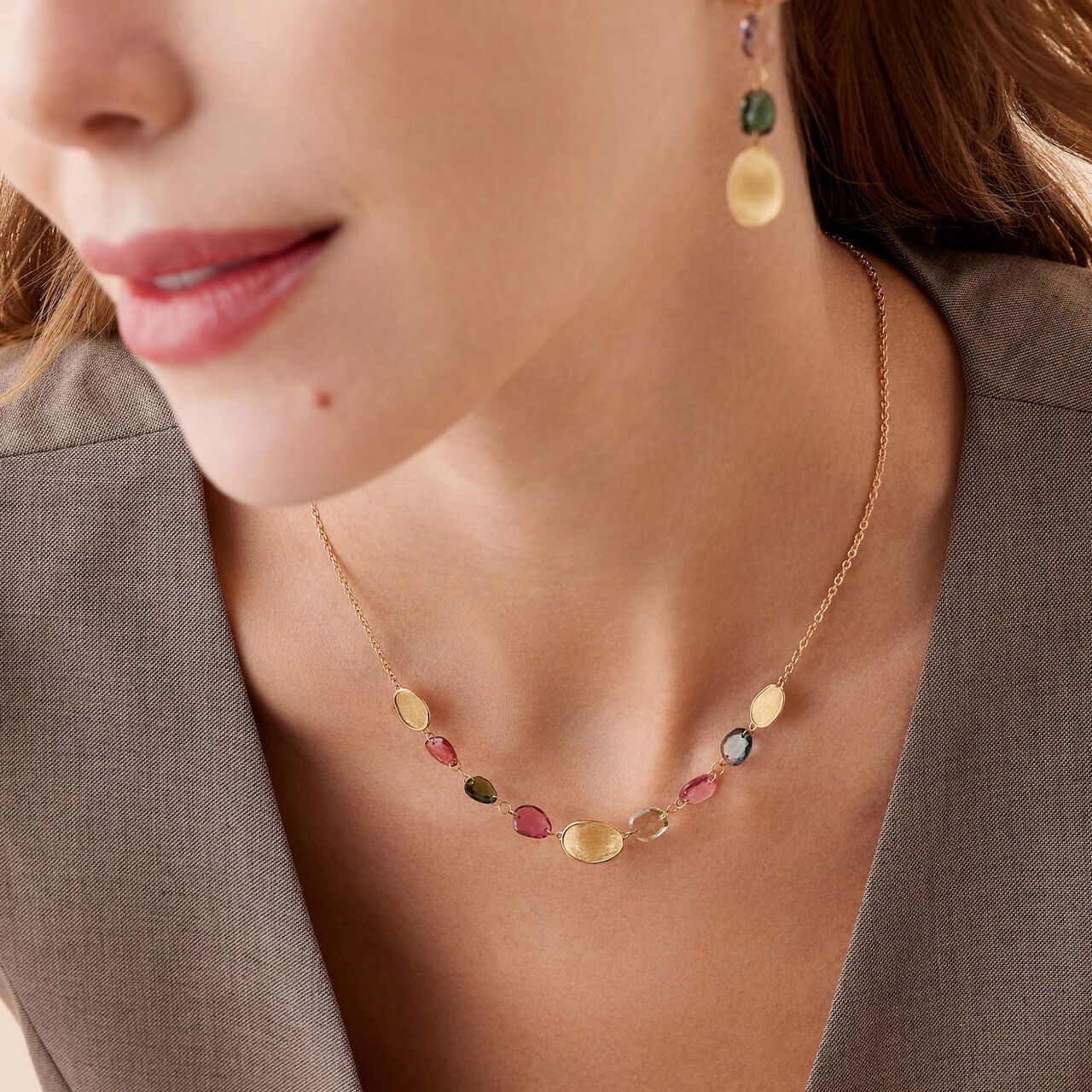 Lunaria Colour Yellow Gold and Tourmaline Necklace image number 1